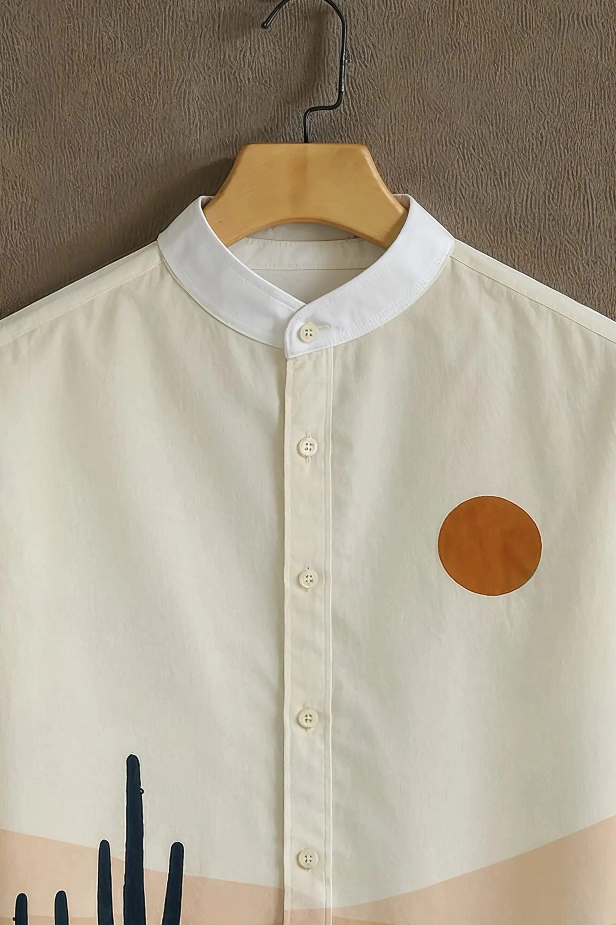 Cream Casual Shirt with Desert Landscape Print - Image 2