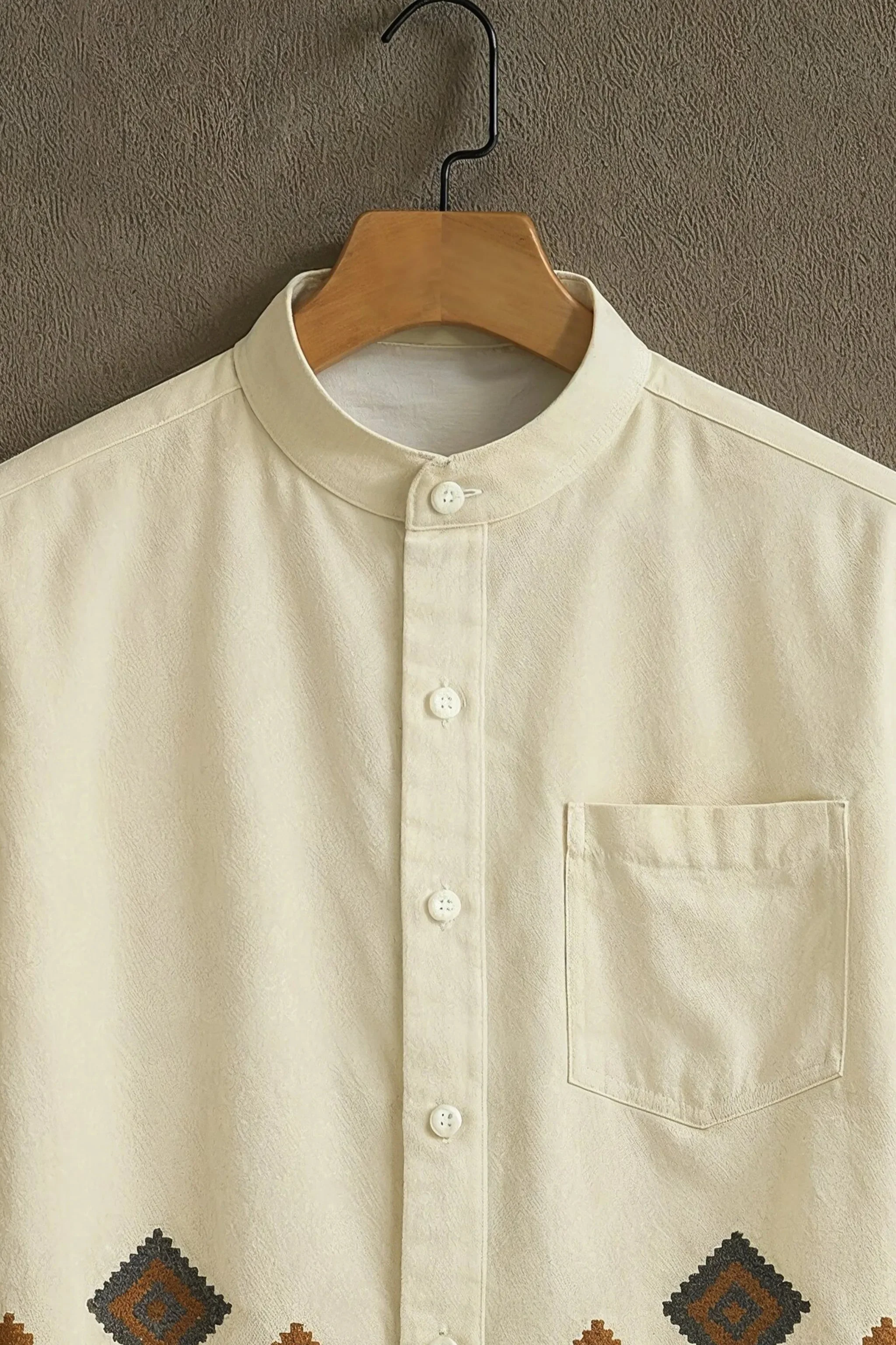 Cream Casual Shirt with Tribal Floral Print - Image 2