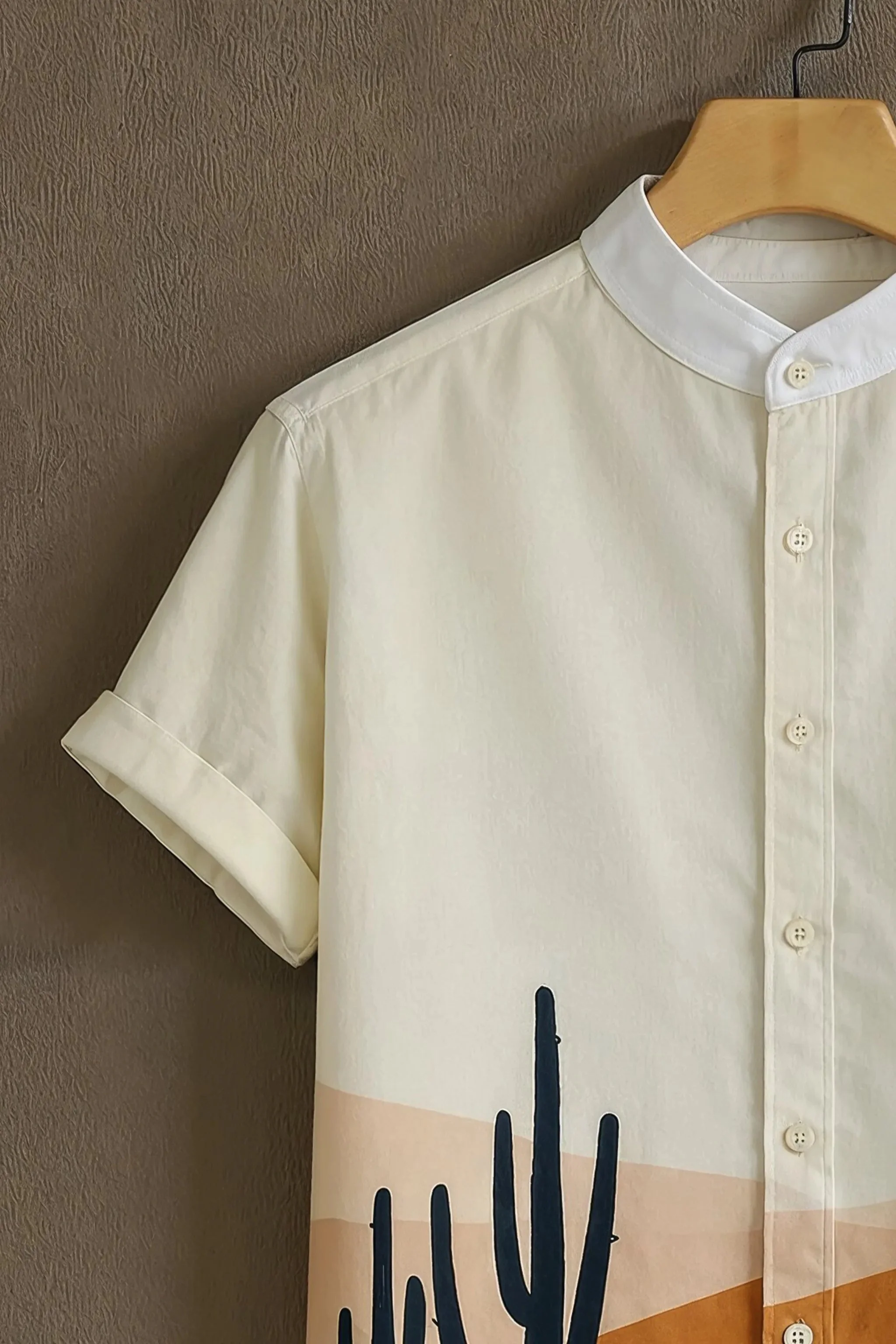 Cream Casual Shirt with Desert Landscape Print - Image 3